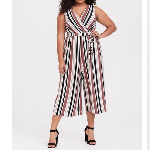 torrid Pants - Torrid multi strip textured self tie culotte jumpsuit